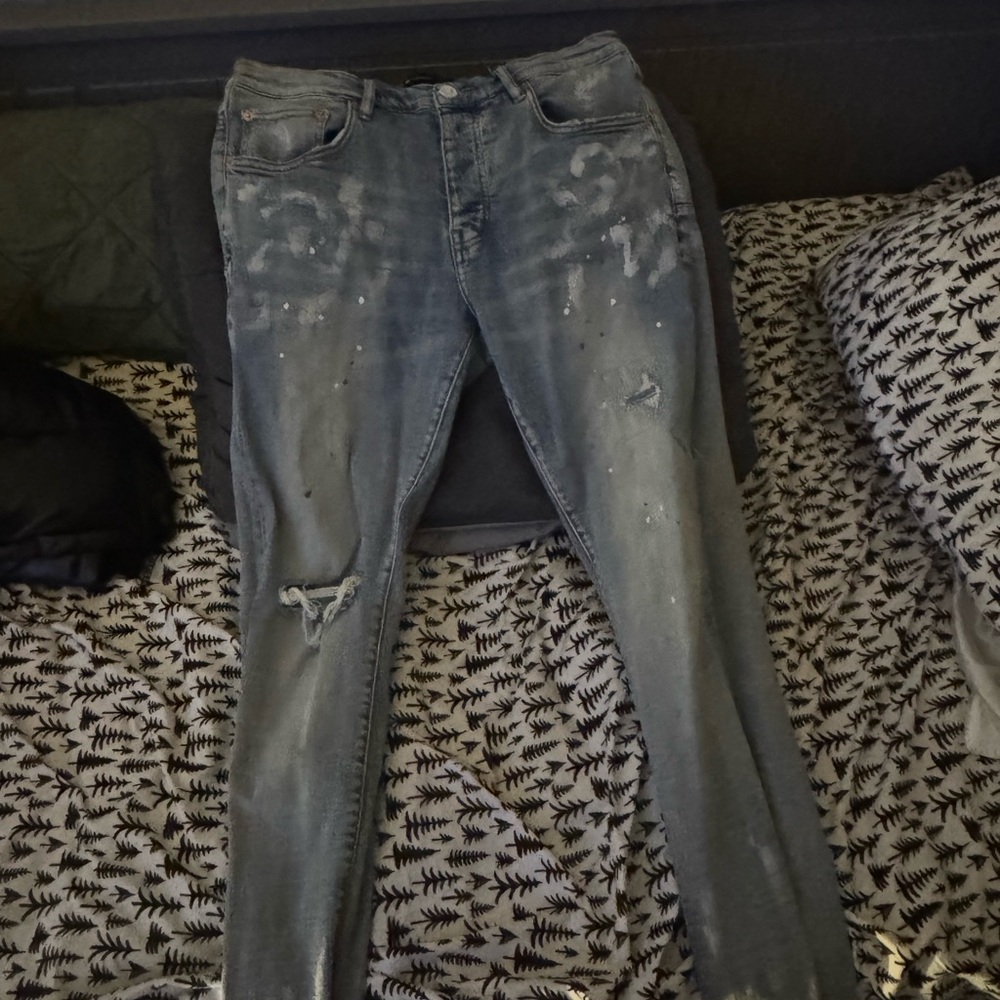 Men's Distressed Skinny Jeans in Gray